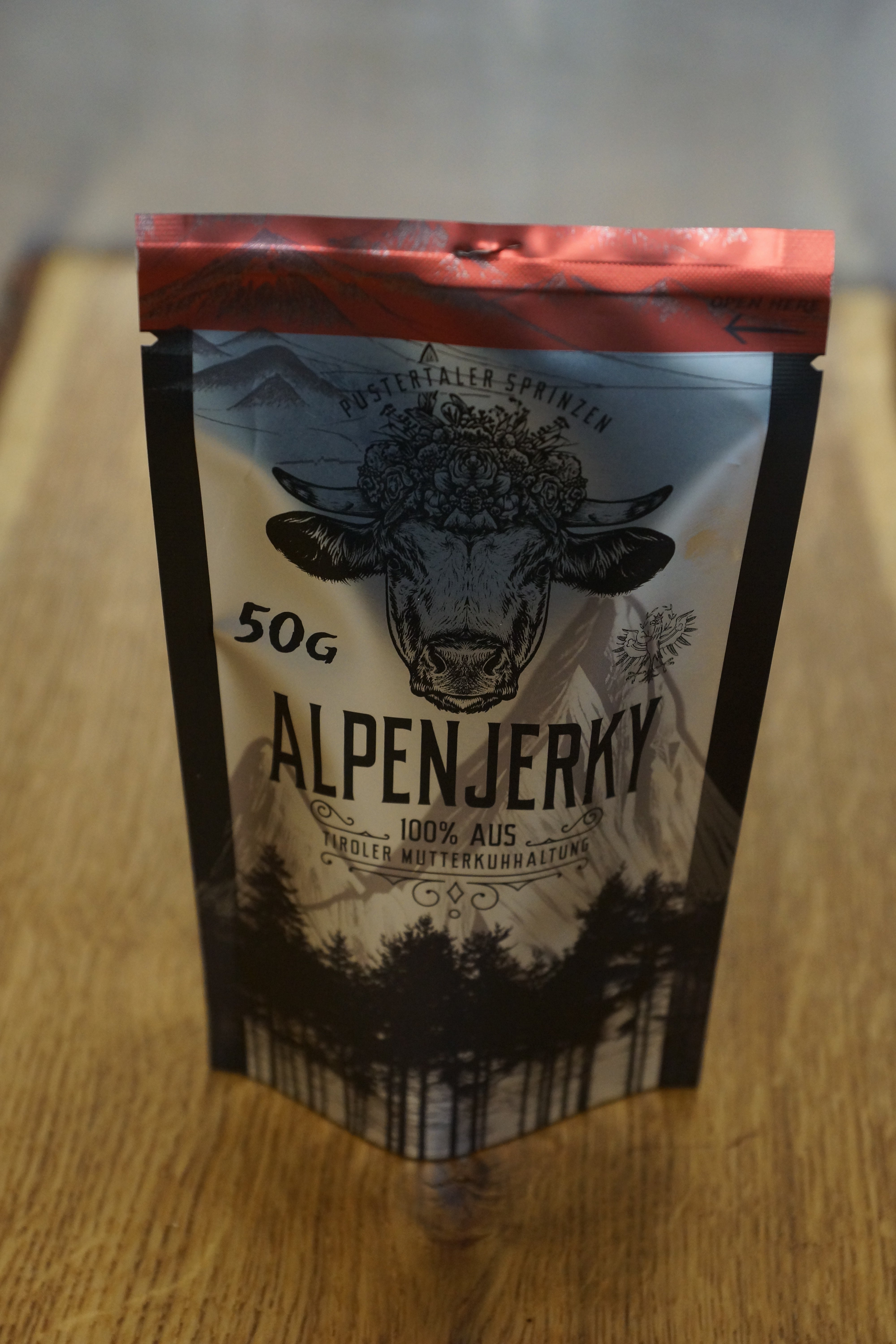 AlpenJerky 50 g – Beef Jerky vom Sprinzenochsen aus Tirol